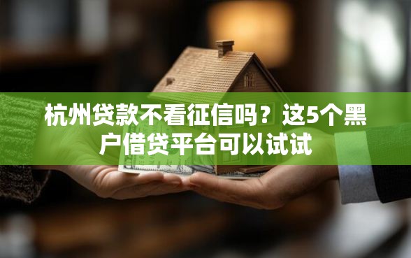 杭州贷款不看征信吗？这5个黑户借贷平台可以试试