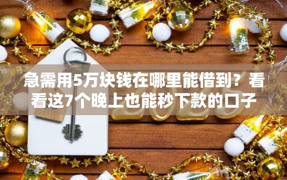 急需用5万块钱在哪里能借到？看看这7个晚上也能秒下款的口子怎么样