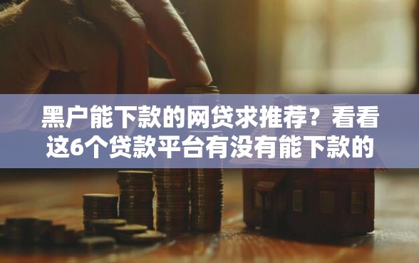 黑户能下款的网贷求推荐？看看这6个贷款平台有没有能下款的
