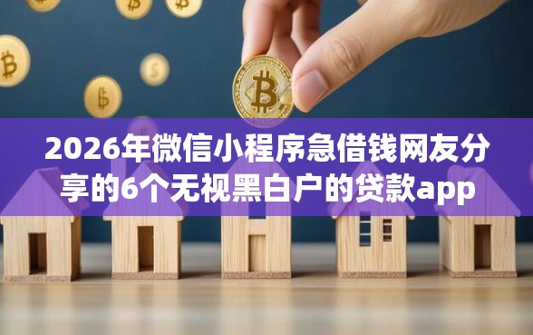 2026年微信小程序急借钱网友分享的6个无视黑白户的贷款app我觉得不错！