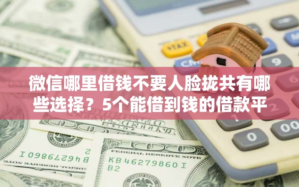 微信哪里借钱不要人脸拢共有哪些选择？5个能借到钱的借款平台详解
