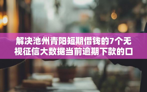 解决池州青阳短期借钱的7个无视征信大数据当前逾期下款的口子分享