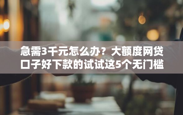 急需3千元怎么办？大额度网贷口子好下款的试试这5个无门槛平台