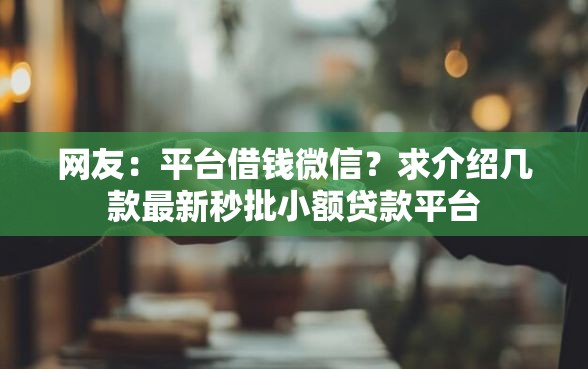 网友:平台借钱微信?求介绍几款最新秒批小额贷款平台 网友:平台借钱微信?求介绍几款最新秒批小额贷款平台