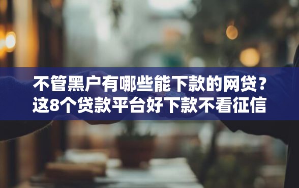 不管黑户有哪些能下款的网贷？这8个贷款平台好下款不看征信值得一试