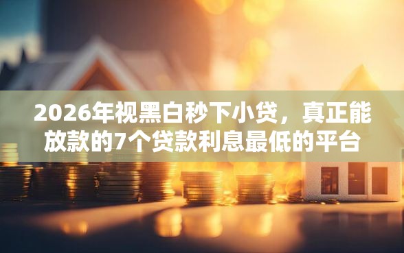 2026年视黑白秒下小贷，真正能放款的7个贷款利息最低的平台推荐