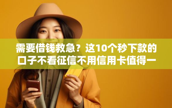 需要借钱救急？这10个秒下款的口子不看征信不用信用卡值得一试
