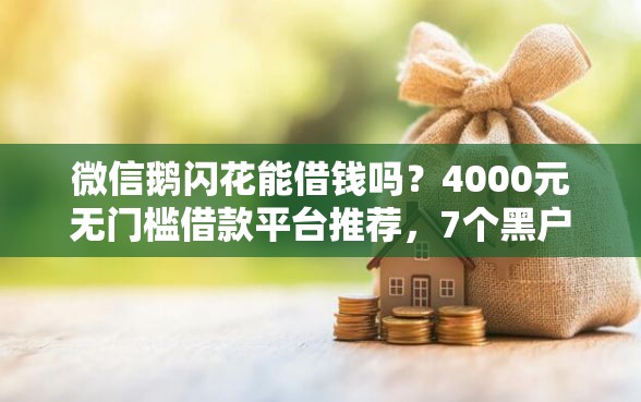 微信鹅闪花能借钱吗？4000元无门槛借款平台推荐，7个黑户当天下款的口子盘点