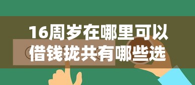 16周岁在哪里可以借钱拢共有哪些选择？9个综合评价不足借款平台能够借到钱详解