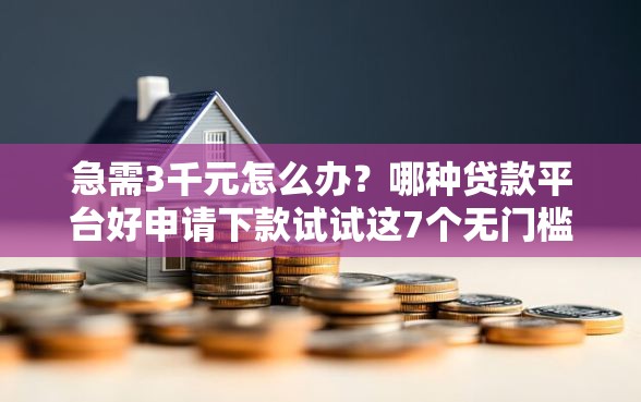 急需3千元怎么办？哪种贷款平台好申请下款试试这7个无门槛平台