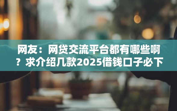 网友：网贷交流平台都有哪些啊？求介绍几款2025借钱口子必下款