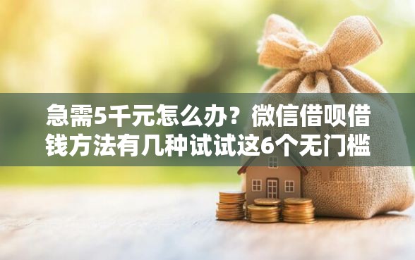 急需5千元怎么办？微信借呗借钱方法有几种试试这6个无门槛平台