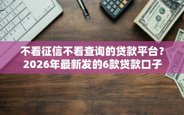 不看征信不看查询的贷款平台？2026年最新发的6款贷款口子