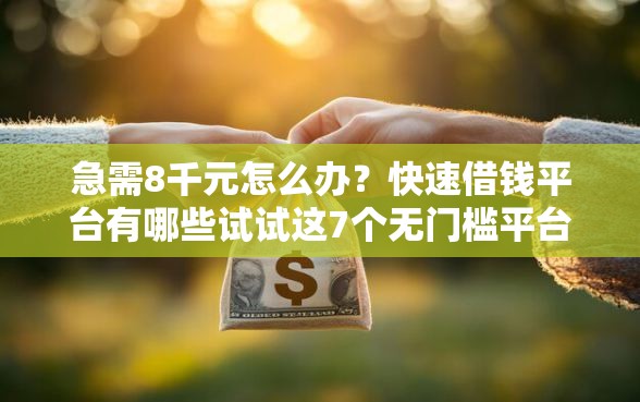 急需8千元怎么办？快速借钱平台有哪些试试这7个无门槛平台
