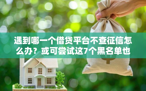 遇到哪一个借贷平台不查征信怎么办？或可尝试这7个黑名单也能贷款的平台