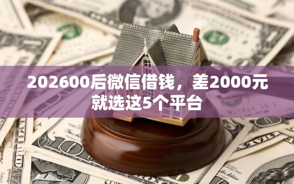 202600后微信借钱，差2000元就选这5个平台