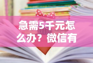 急需5千元怎么办？微信有啥功能能借钱试试这8个无门槛平台