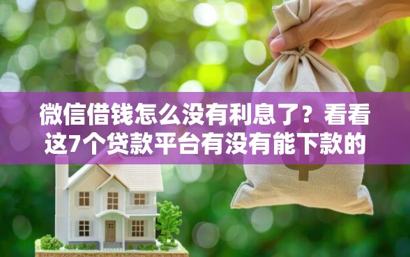 微信借钱怎么没有利息了？看看这7个贷款平台有没有能下款的