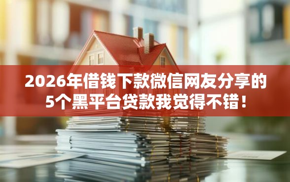 2026年借钱下款微信网友分享的5个黑平台贷款我觉得不错！