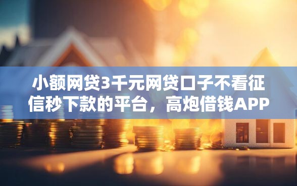 小额网贷3千元网贷口子不看征信秒下款的平台，高炮借钱APP的5个平台介绍