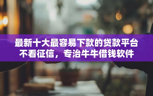 最新十大最容易下款的贷款平台不看征信，专治牛牛借钱软件