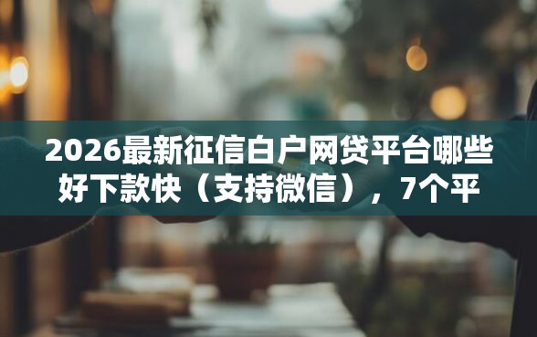 2026最新征信白户网贷平台哪些好下款快（支持微信），7个平台黑户能借100元无私分享