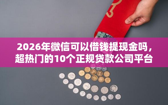 2026年微信可以借钱提现金吗，超热门的10个正规贷款公司平台推荐