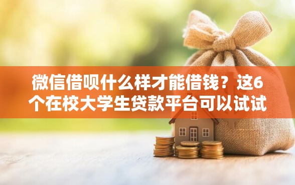 微信借呗什么样才能借钱？这6个在校大学生贷款平台可以试试