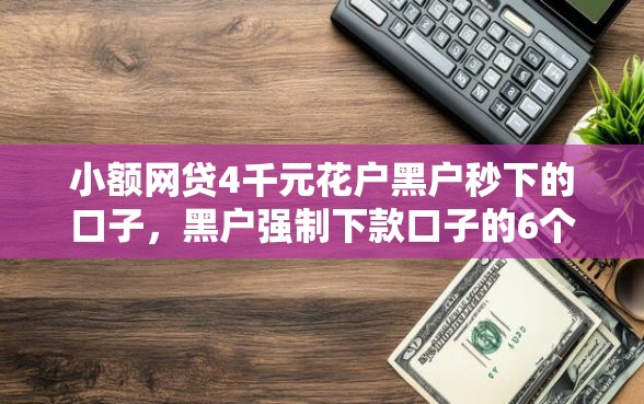 小额网贷4千元花户黑户秒下的口子，黑户强制下款口子的6个平台介绍