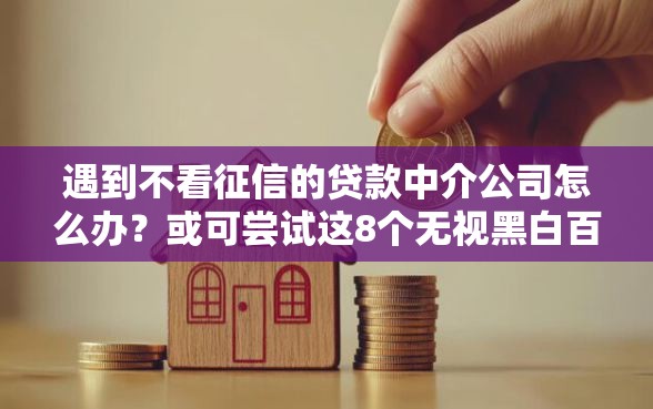 遇到不看征信的贷款中介公司怎么办？或可尝试这8个无视黑白百分百下款的借款软件