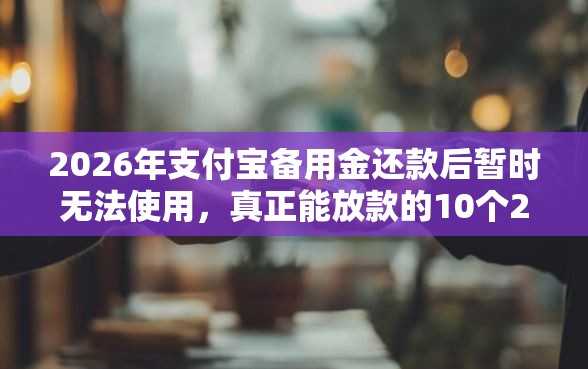 2026年支付宝备用金还款后暂时无法使用，真正能放款的10个20岁可以借钱平台不查征信的软件推荐