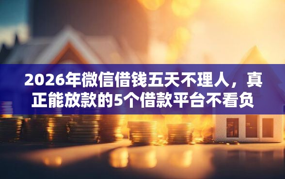 2026年微信借钱五天不理人，真正能放款的5个借款平台不看负债容易借钱推荐