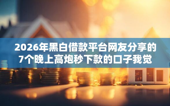 2026年黑白借款平台网友分享的7个晚上高炮秒下款的口子我觉得不错！