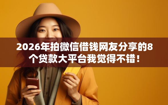 2026年拍微信借钱网友分享的8个贷款大平台我觉得不错！