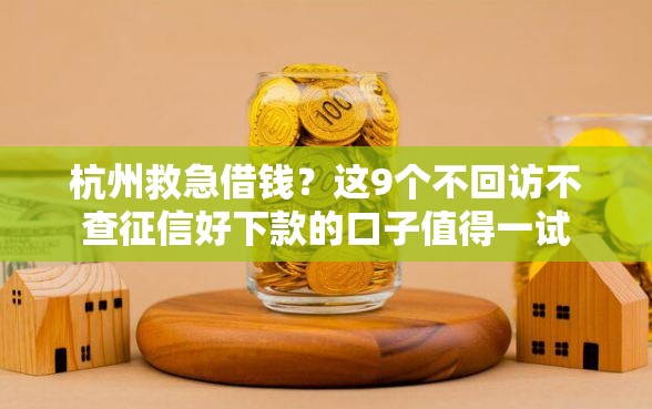 杭州救急借钱？这9个不回访不查征信好下款的口子值得一试