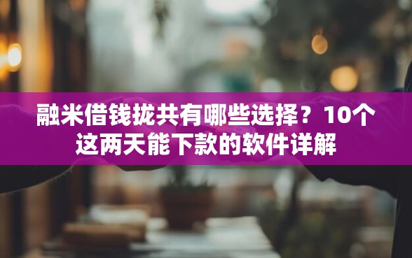 融米借钱拢共有哪些选择？10个这两天能下款的软件详解