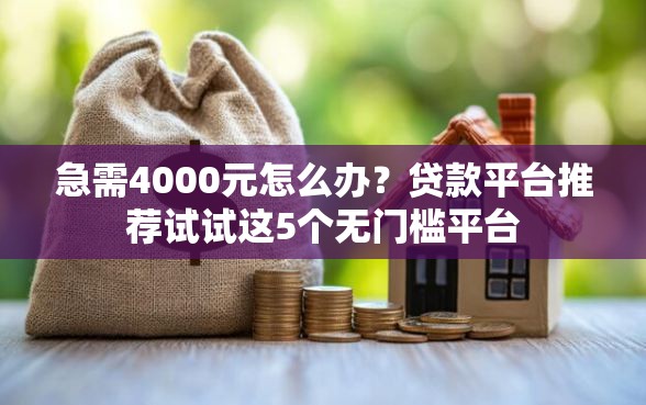 急需4000元怎么办？贷款平台推荐试试这5个无门槛平台