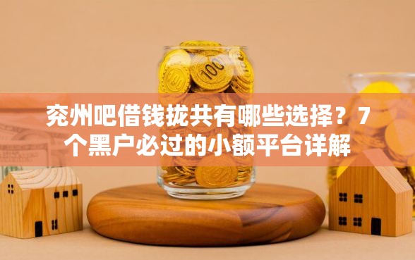 兖州吧借钱拢共有哪些选择？7个黑户必过的小额平台详解