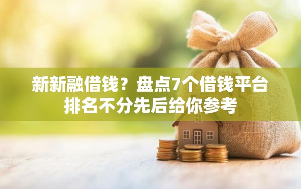 新新融借钱？盘点7个借钱平台排名不分先后给你参考