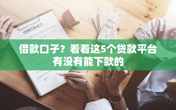 借款口子？看看这5个贷款平台有没有能下款的