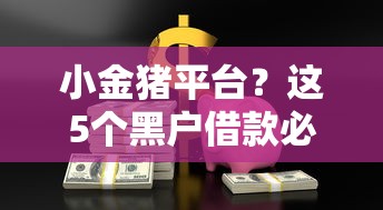 小金猪平台？这5个黑户借款必下口子值得一试