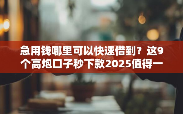 急用钱哪里可以快速借到？这9个高炮口子秒下款2025值得一试