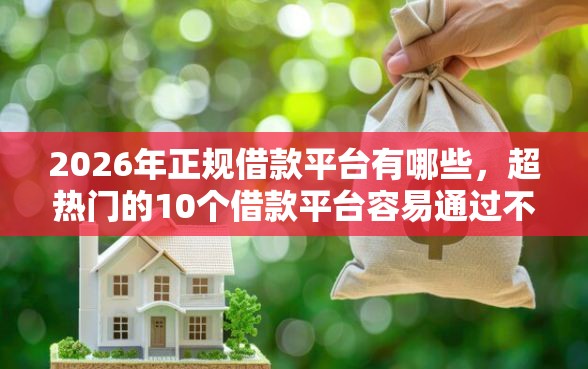 2026年正规借款平台有哪些，超热门的10个借款平台容易通过不看征信推荐