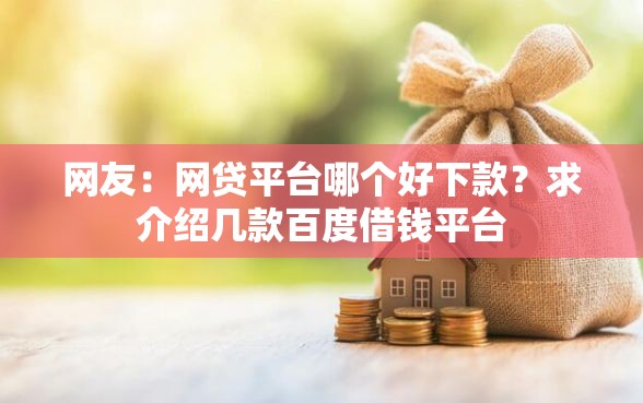 网友：网贷平台哪个好下款？求介绍几款百度借钱平台