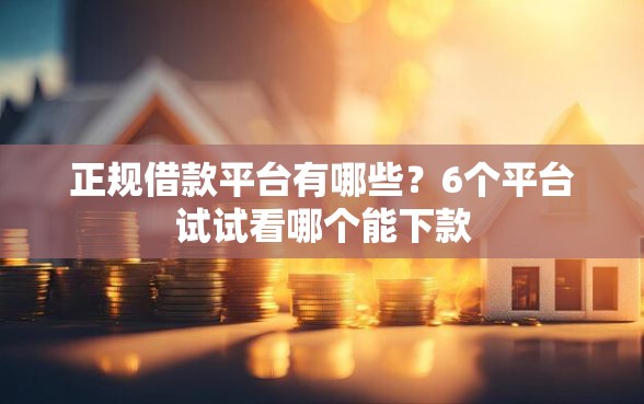 正规借款平台有哪些？6个平台试试看哪个能下款
