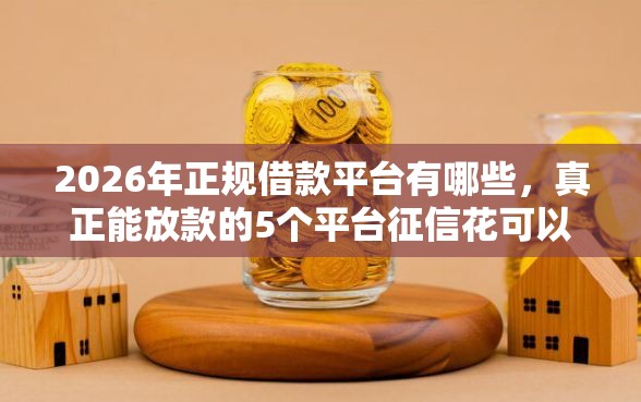 2026年正规借款平台有哪些，真正能放款的5个平台征信花可以下款推荐