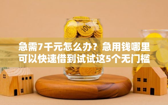 急需7千元怎么办？急用钱哪里可以快速借到试试这5个无门槛平台