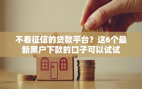 不看征信的贷款平台？这6个最新黑户下款的口子可以试试