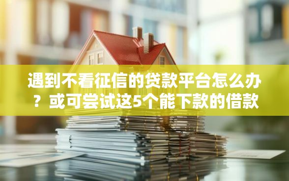 遇到不看征信的贷款平台怎么办？或可尝试这5个能下款的借款平台2025