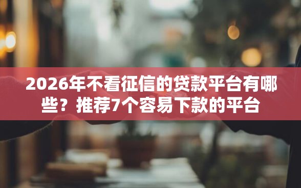 2026年不看征信的贷款平台有哪些？推荐7个容易下款的平台